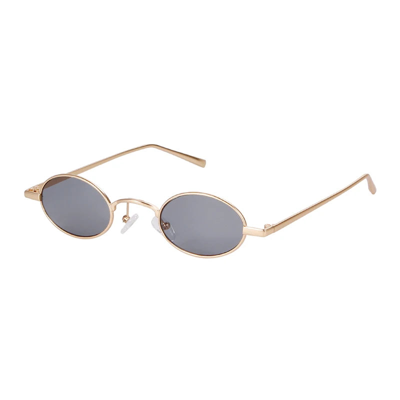Vintage Small Oval Yellow Sunglasses Women Men 2021 Brand Designer 90S Retro Tiny Clear Sun Glasses Classic Metal Round Frame