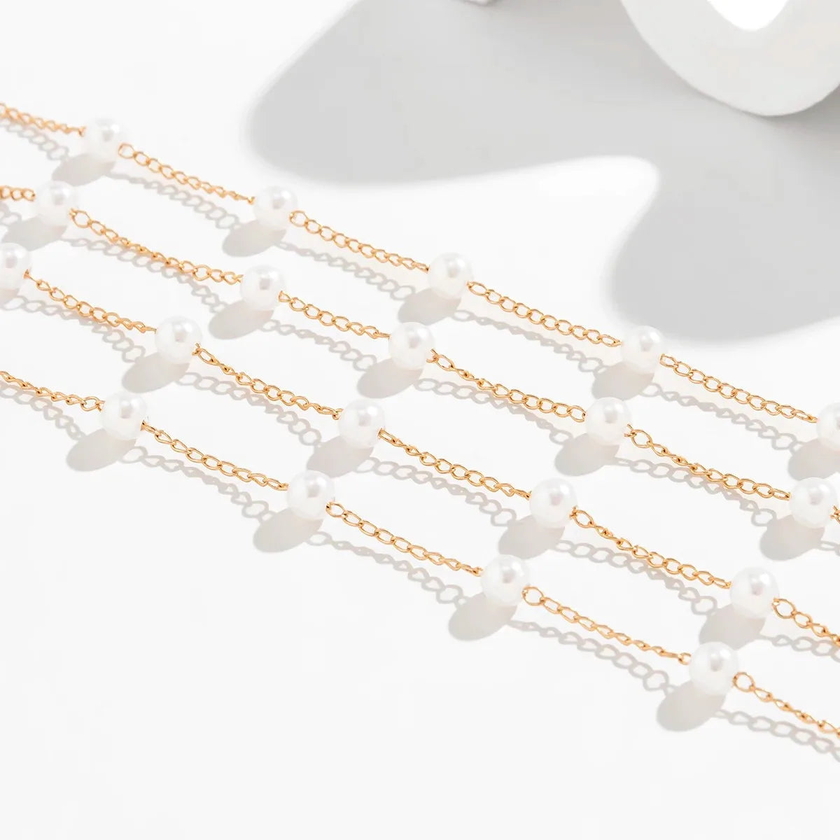 Multilayer Imitation Pearl Choker Necklace Women Vintage Gold Tassel Chain Clavicle Jewelry Wedding Party Accessories Gift