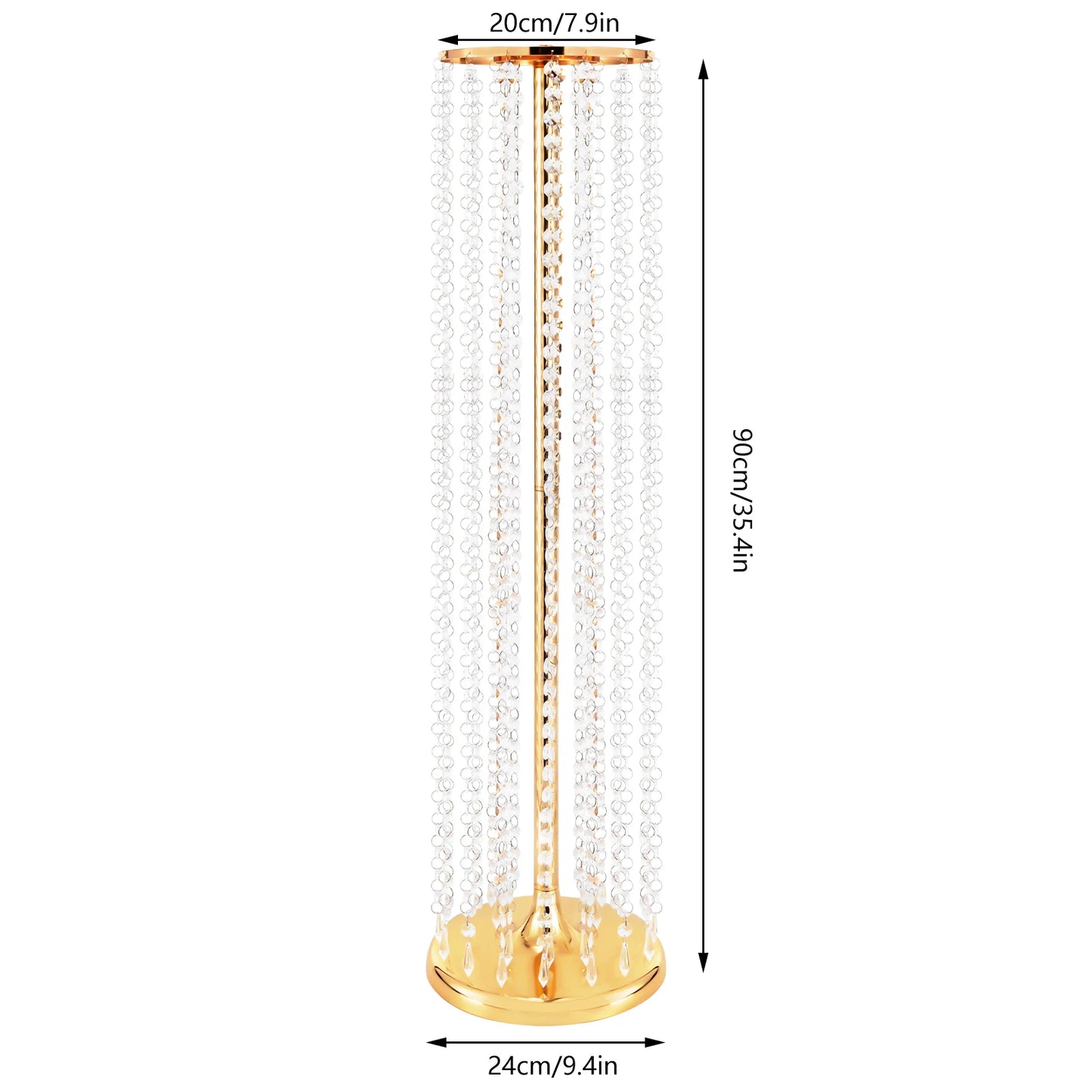 2 Pcs 90cm Wedding Centerpieces Flower Vases Acrylic Crystal Gold Vase Metal Flowers Stand for Party Tables Decorations