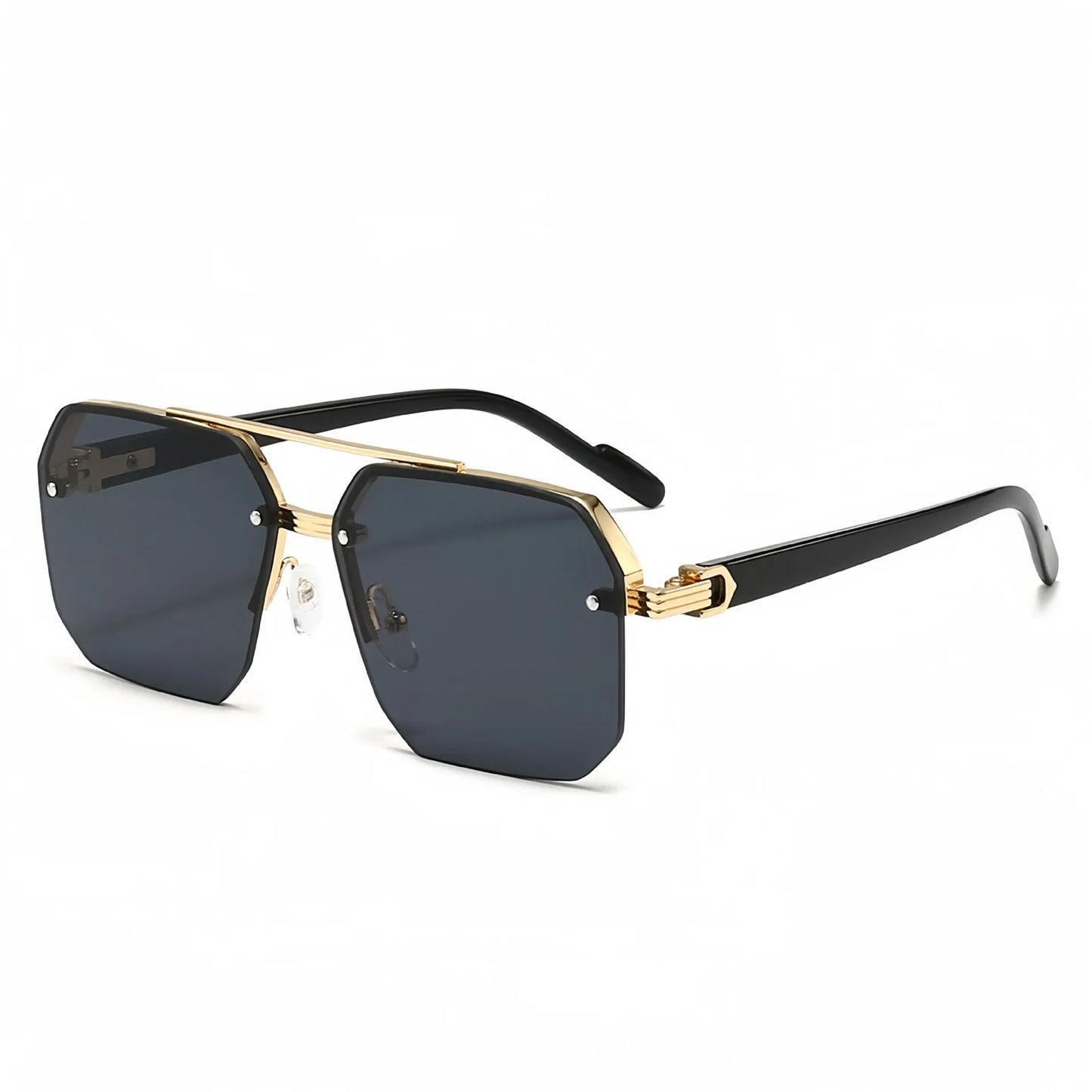 Pilot Sunglasses Men Flat Top Half Frame UV400 Sun Glasses Classic Travel Casual Vintage Shades