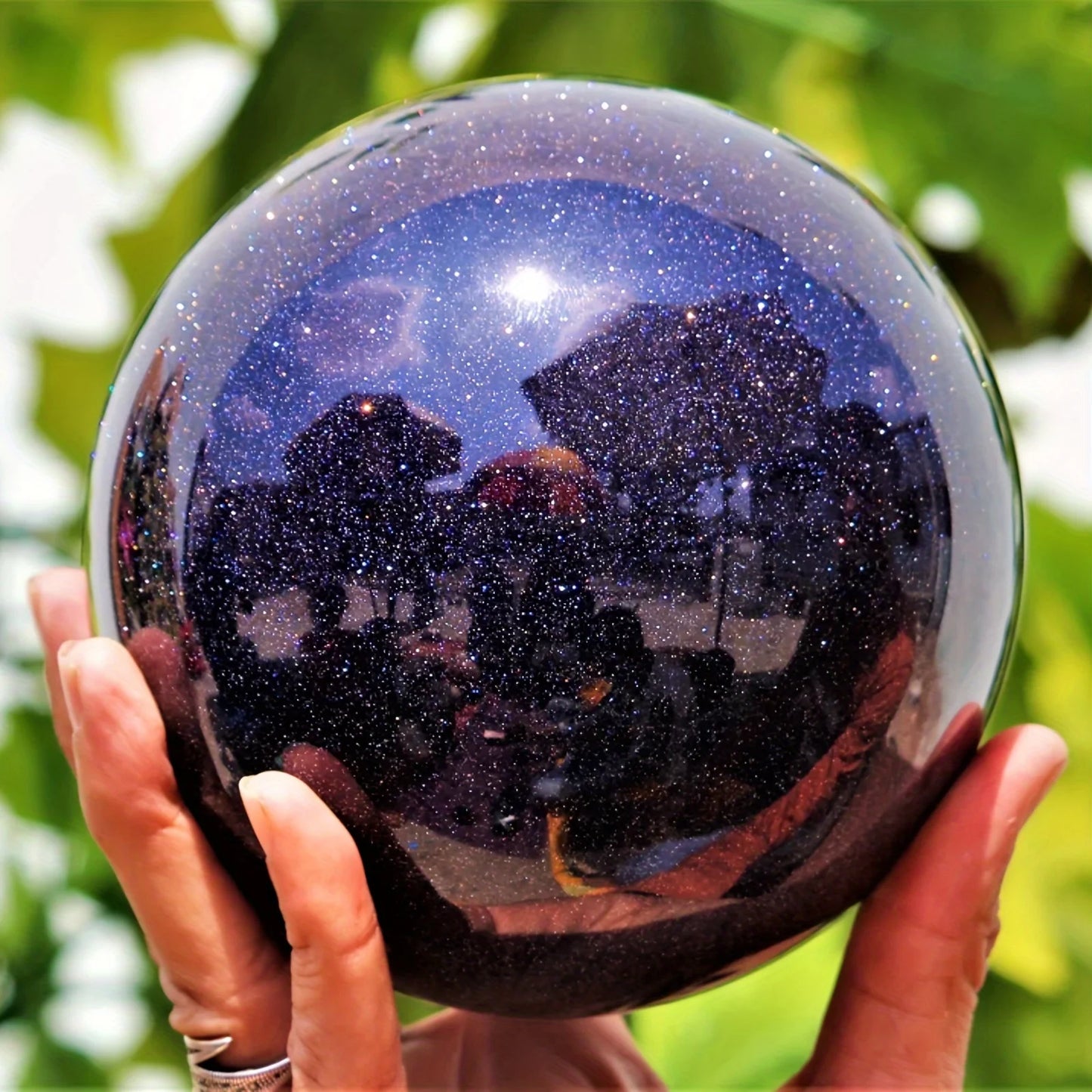 A++ Natural Golden Sandstone & Blue Sandstone Crystal Ball Sphere Polished Meditation Sphere for Home Decor