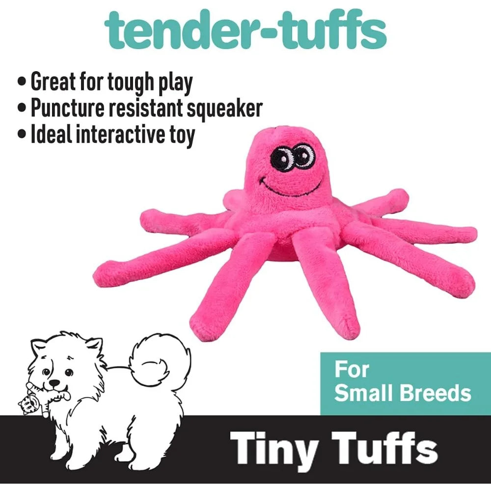 Snuggle Puppy - Plush Tender-Tuffs Tiny Octopus and Dolphin Bundle - Comes with Snuggle Puppy and Small Tough Dog Toys with Punc
