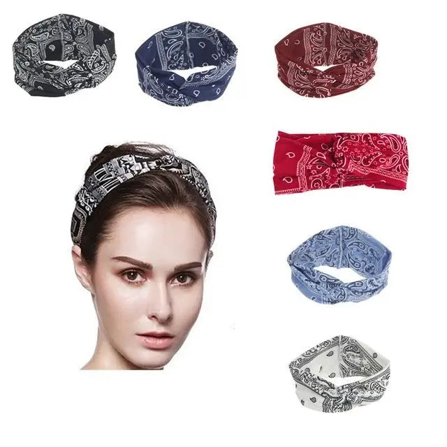 2022 Floral Print Twist Head Bands for Women Bohemian Turban Headwrap Cotton Yoga Headband Hair Accessories Bandana Bandage