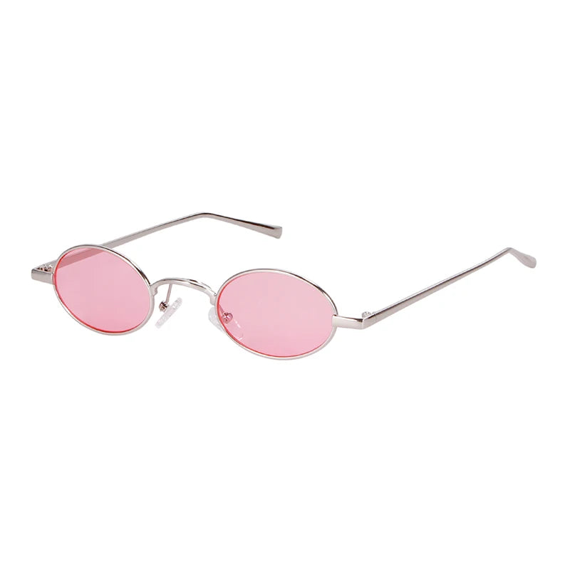 Vintage Small Oval Yellow Sunglasses Women Men 2021 Brand Designer 90S Retro Tiny Clear Sun Glasses Classic Metal Round Frame
