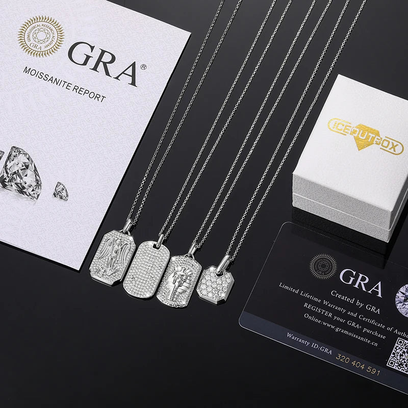 Streamline Tag With Pave Moissanite Diamonds Tag Pendant Real 925 Sterling Silver For Women Men Fine Jewelry Accessories Gift