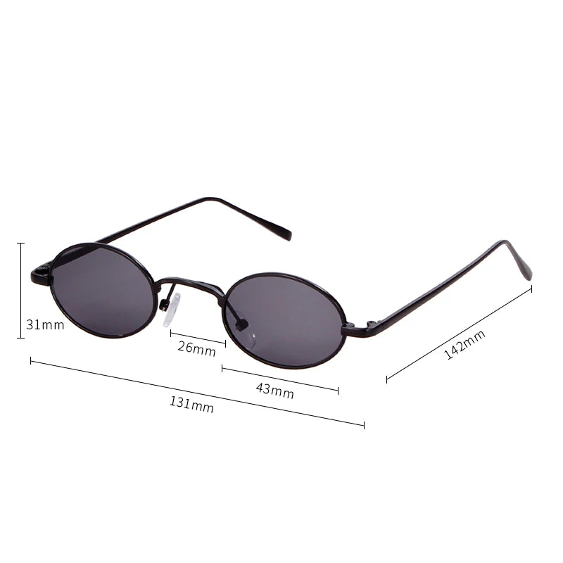 Vintage Small Oval Yellow Sunglasses Women Men 2021 Brand Designer 90S Retro Tiny Clear Sun Glasses Classic Metal Round Frame