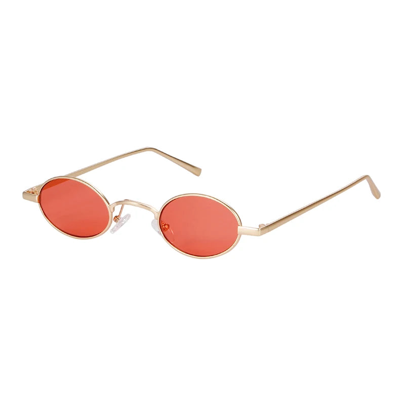 Vintage Small Oval Yellow Sunglasses Women Men 2021 Brand Designer 90S Retro Tiny Clear Sun Glasses Classic Metal Round Frame