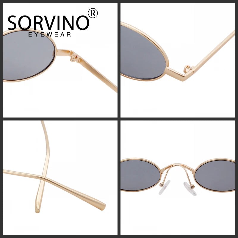 Vintage Small Oval Yellow Sunglasses Women Men 2021 Brand Designer 90S Retro Tiny Clear Sun Glasses Classic Metal Round Frame