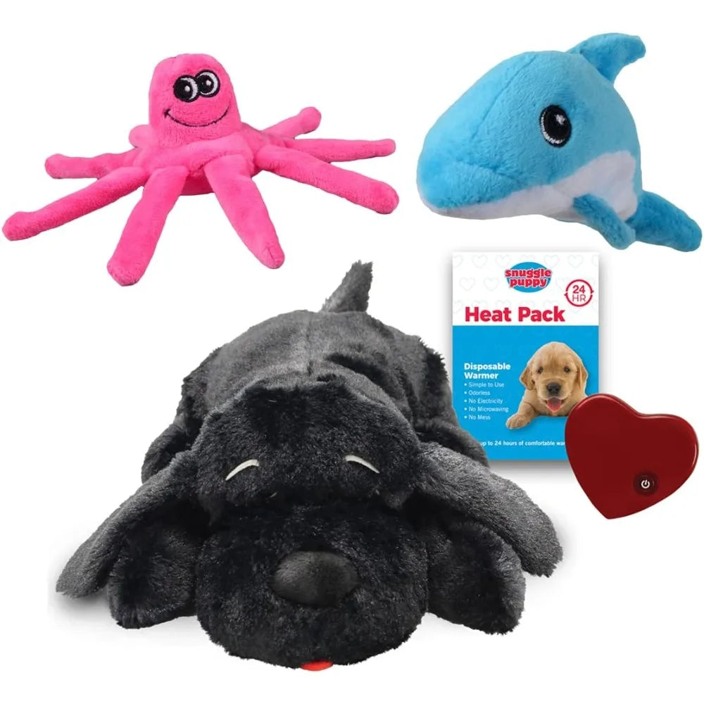 Snuggle Puppy - Plush Tender-Tuffs Tiny Octopus and Dolphin Bundle - Comes with Snuggle Puppy and Small Tough Dog Toys with Punc
