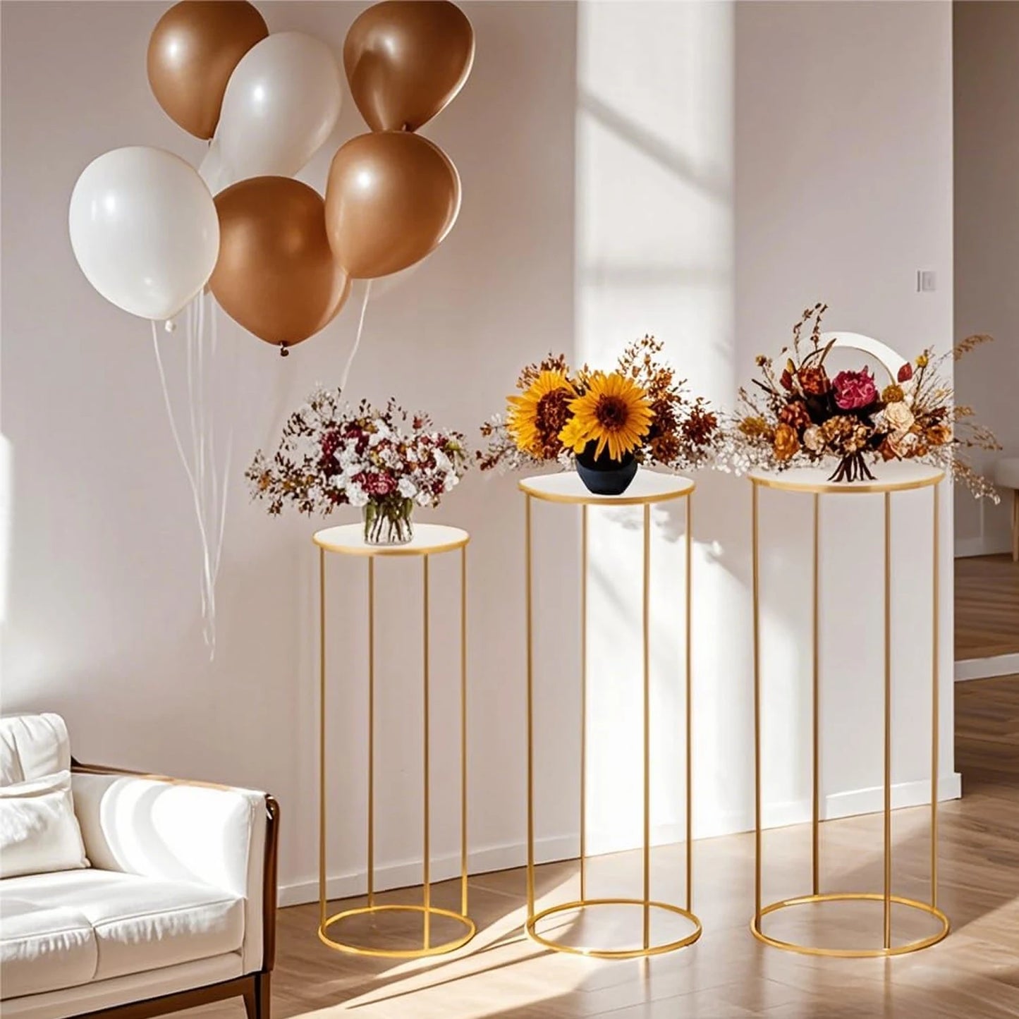 3 Pack Metal Cylinder Stands - Multi-Use Pedestal for Cake, Plant, Dessert Table | Party Decor