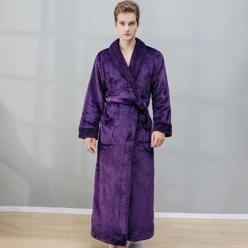 Female Autumn and Winter Warm Long Coral Velvet Thick Couple Bath Bathrobes Men Women Pajamas Shower Robe Bath Towels For Adults