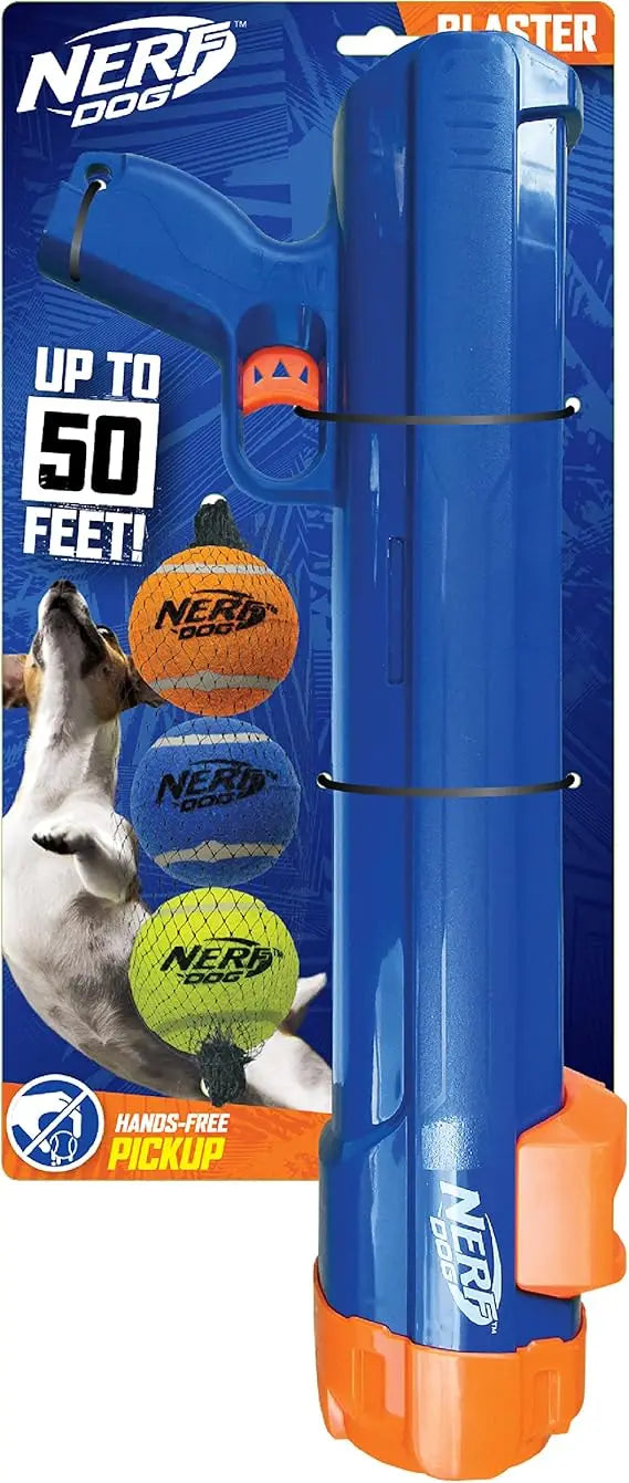 Nerf Dog Large Size Tennis Ball Blaster Dog Toy, Great for Fetch, Hands-Free Reload, Launches up to 50 ft, Single Unit, 20in Bla