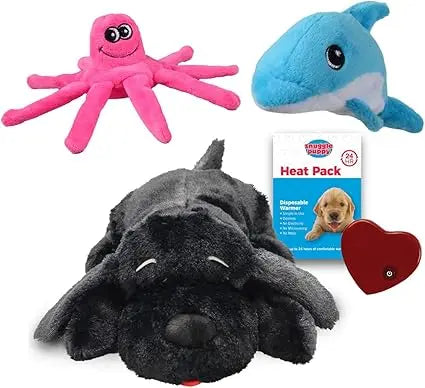 Snuggle Puppy - Plush Tender-Tuffs Tiny Octopus and Dolphin Bundle - Comes with Snuggle Puppy and Small Tough Dog Toys with Punc