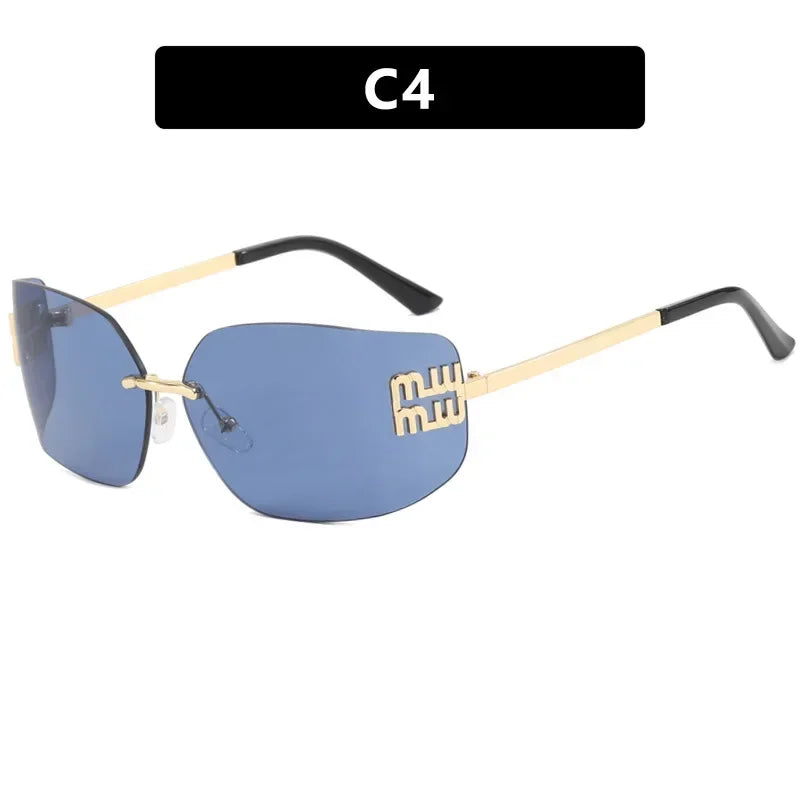 2025 Retro Frameless Design Sunshade Luxury Metal Women's Sunglasses High Quality Decoration Travel Hiking Sunglasses