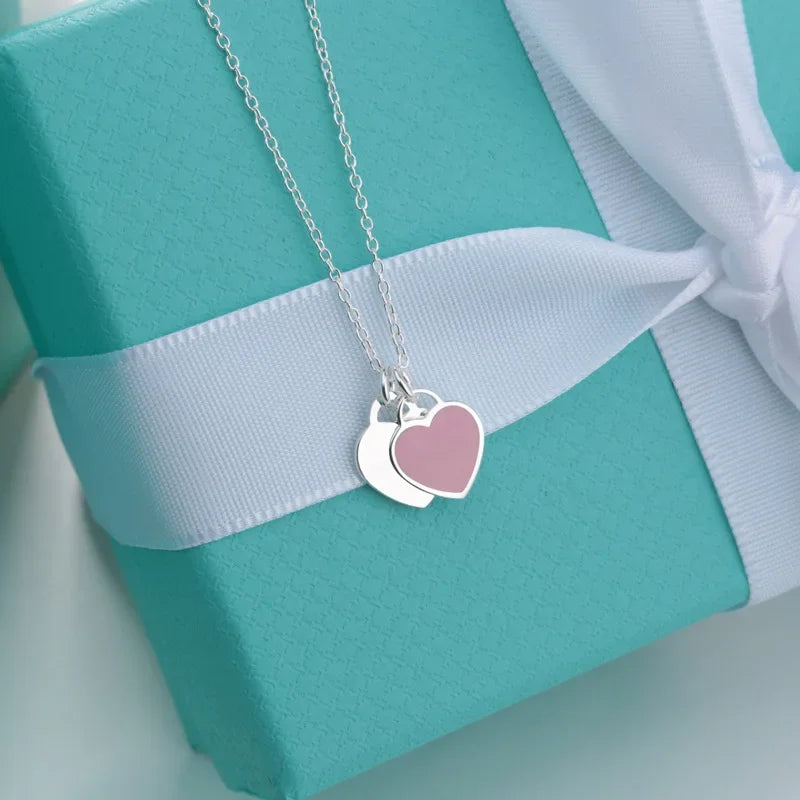 Women's Enamel Peach Heart-shaped Collarbone Chain, Light Luxury, Fashionable and Simple Accessories