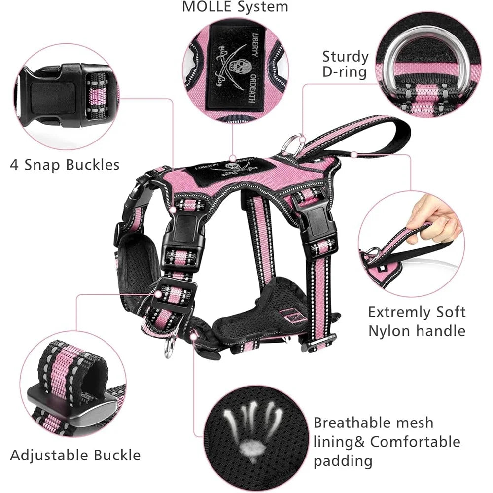 Reflective No Pull Pet Harness Collar Leash Set Adjustable Durable Comfort Small Medium Large Dogs Walking Jogging Safety
