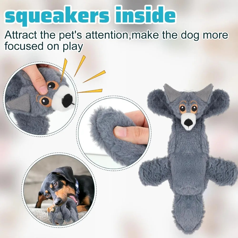 Sratte 10 Pcs Soft Dog Squeaky Toys No Stuffing Crinkle Dog Toy for Aggressive Chewers Durable Plush Teething Puppy Squeak Anima