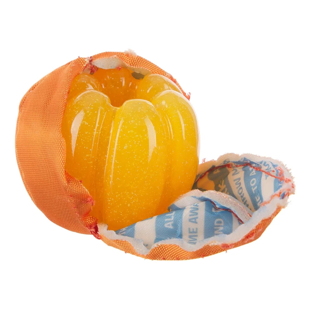 Orange Crush Super Chewer Dog Toy Rip Reveal Treat Holder Plush Rubber Durable Chewable Fun Interactive Medium Dogs