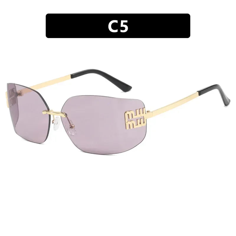 2025 Retro Frameless Design Sunshade Luxury Metal Women's Sunglasses High Quality Decoration Travel Hiking Sunglasses