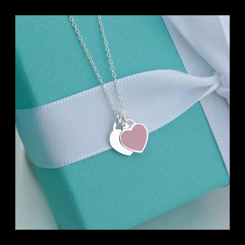 Women's Enamel Peach Heart-shaped Collarbone Chain, Light Luxury, Fashionable and Simple Accessories