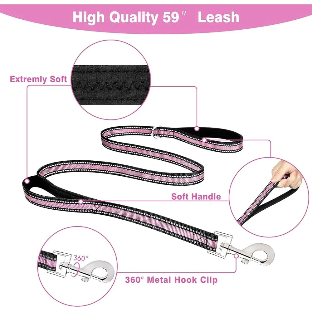 Reflective No Pull Pet Harness Collar Leash Set Adjustable Durable Comfort Small Medium Large Dogs Walking Jogging Safety