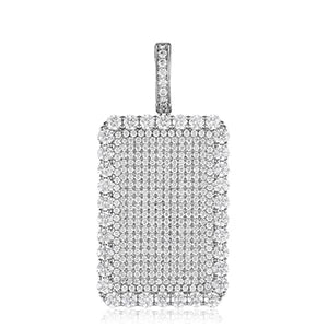 Streamline Tag With Pave Moissanite Diamonds Tag Pendant Real 925 Sterling Silver For Women Men Fine Jewelry Accessories Gift