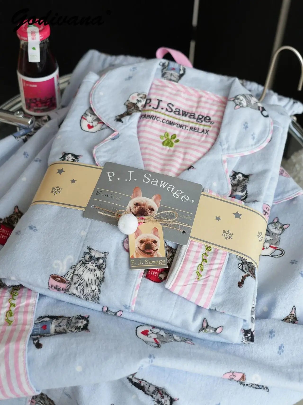 Japanese 100% Cotton Cute Cartoon Printed Pajamas Women's Spring Autumn and Winter Comfortable Loungewear Set Casual Sleepwear