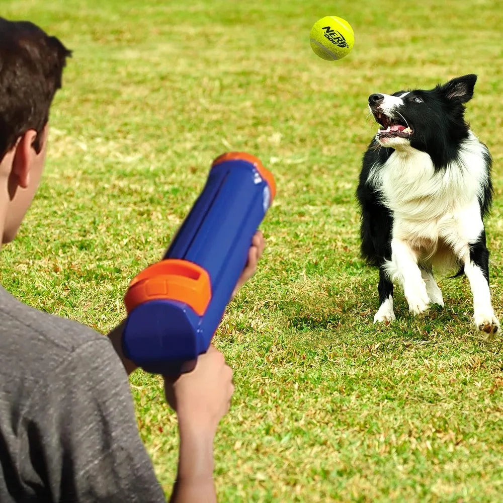 Nerf Dog Large Size Tennis Ball Blaster Dog Toy, Great for Fetch, Hands-Free Reload, Launches up to 50 ft, Single Unit, 20in Bla