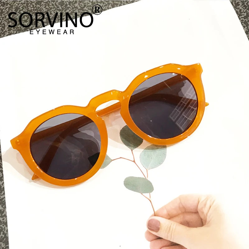 SORVINO Retro Round Cat Eye Sunglasses Women Luxury Brand 90s Designer Orange Pink Mirror Circle Cateye Sun Glasses Shades SP326