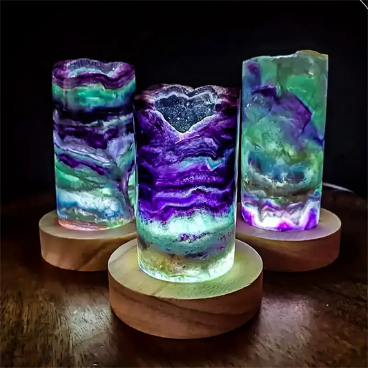 1pc Rainbow Fluorite Crystal Lampshade - Vibrant rainbow colors, crystal-shaped lampshade, suitable for home decoration