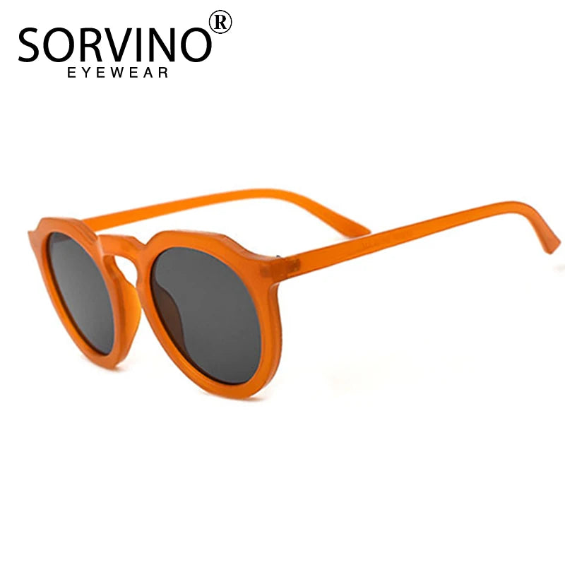 SORVINO Retro Round Cat Eye Sunglasses Women Luxury Brand 90s Designer Orange Pink Mirror Circle Cateye Sun Glasses Shades SP326
