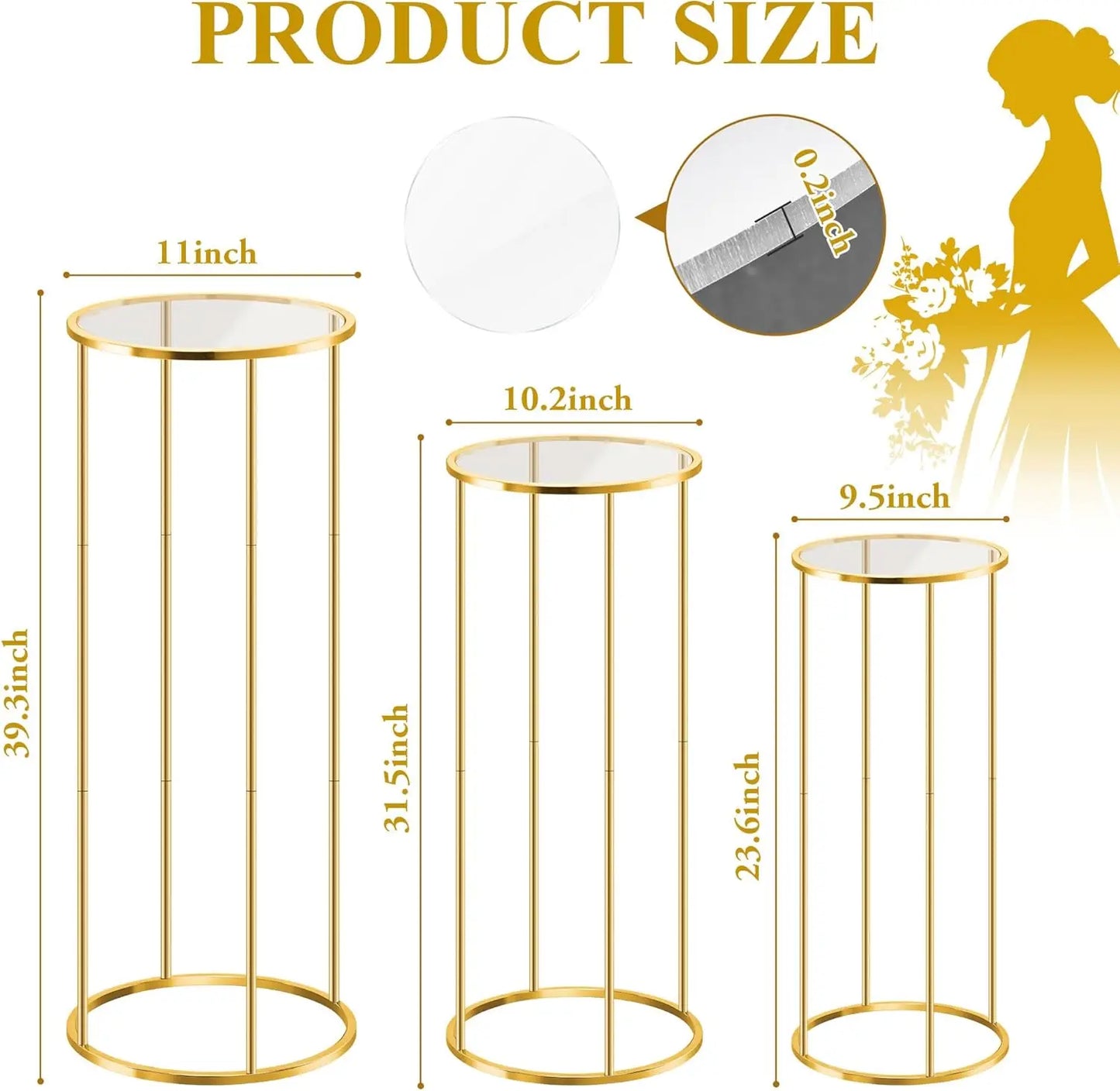 3 Pack Metal Cylinder Stands - Multi-Use Pedestal for Cake, Plant, Dessert Table | Party Decor