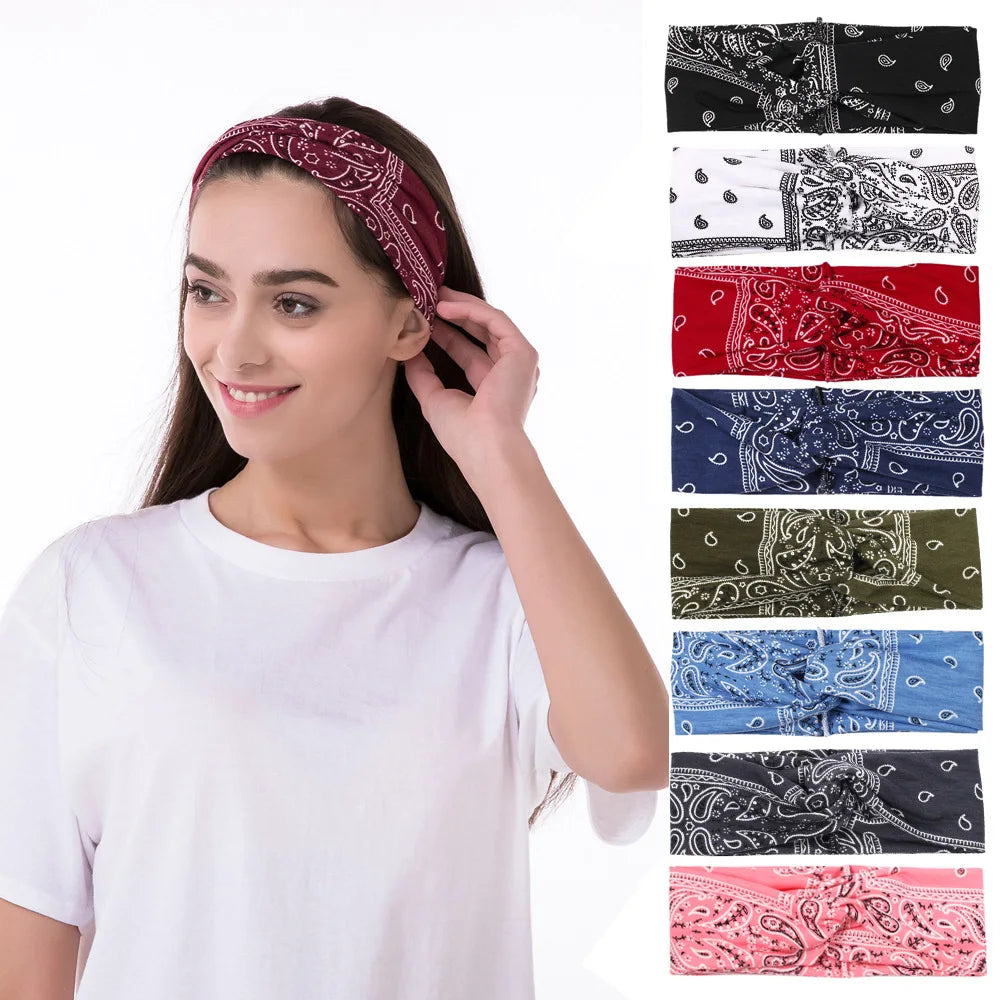 2022 Floral Print Twist Head Bands for Women Bohemian Turban Headwrap Cotton Yoga Headband Hair Accessories Bandana Bandage