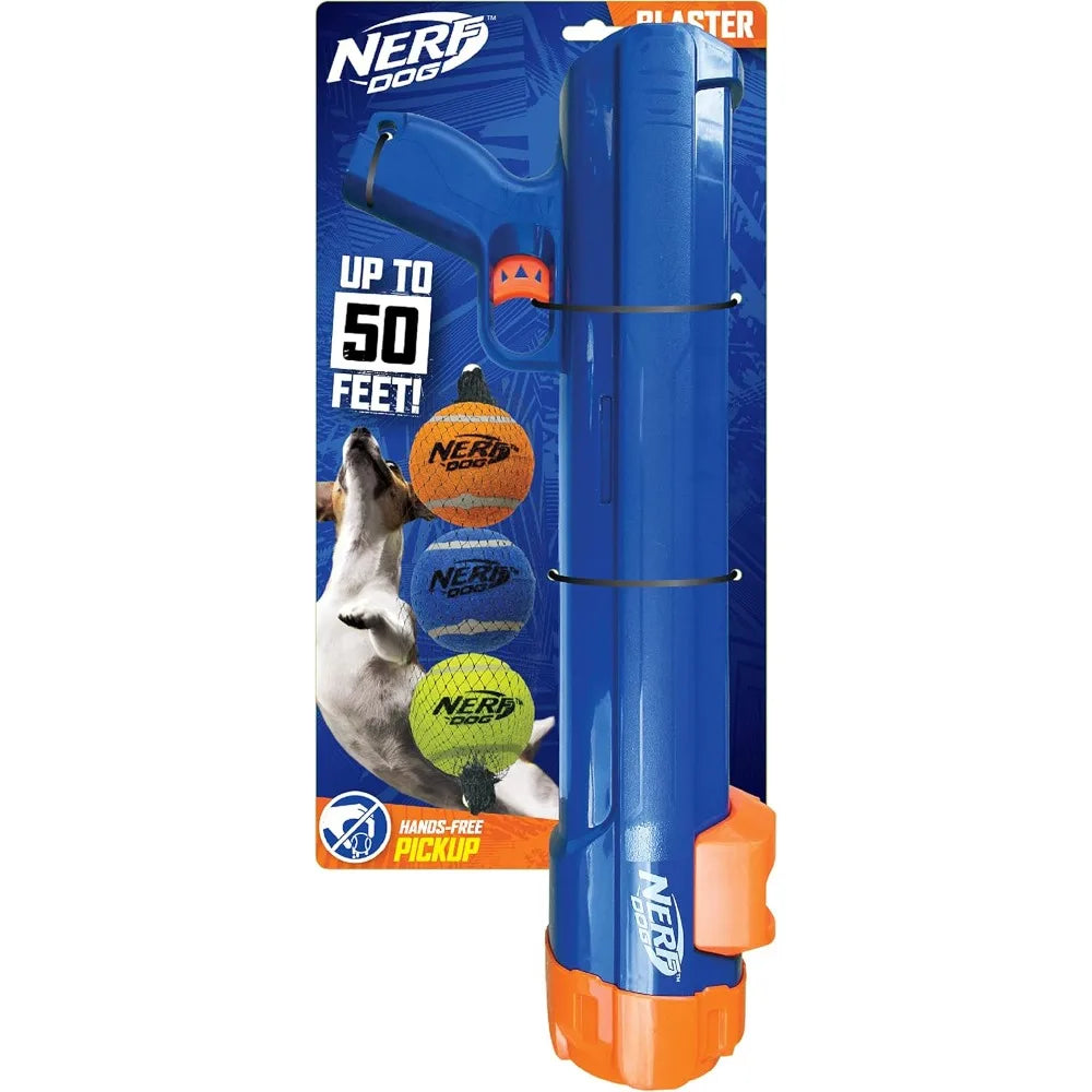 Nerf Dog Large Size Tennis Ball Blaster Dog Toy, Great for Fetch, Hands-Free Reload, Launches up to 50 ft, Single Unit, 20in Bla