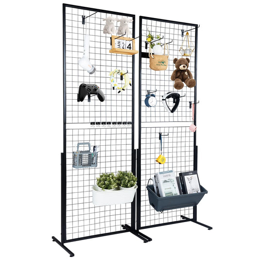 SucceBuy Grid Wall Panels Tower Wire Gridwall Display Racks Double Side Gridwall Panels for Art Craft Shows Retail Shop w/ Hooks
