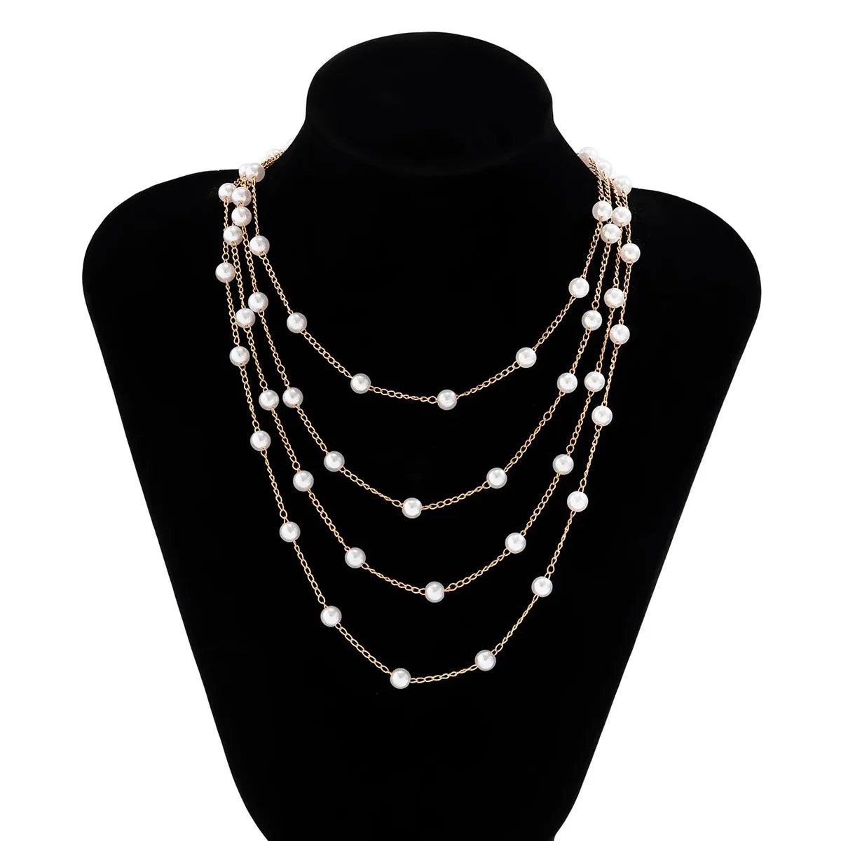 Multilayer Imitation Pearl Choker Necklace Women Vintage Gold Tassel Chain Clavicle Jewelry Wedding Party Accessories Gift