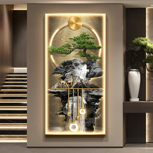 Modern LED Wall Lamp Crystal Porcelain  For Corridor Green Plant Indoor Living Room Home Decoration Hanging Painting Mural Light