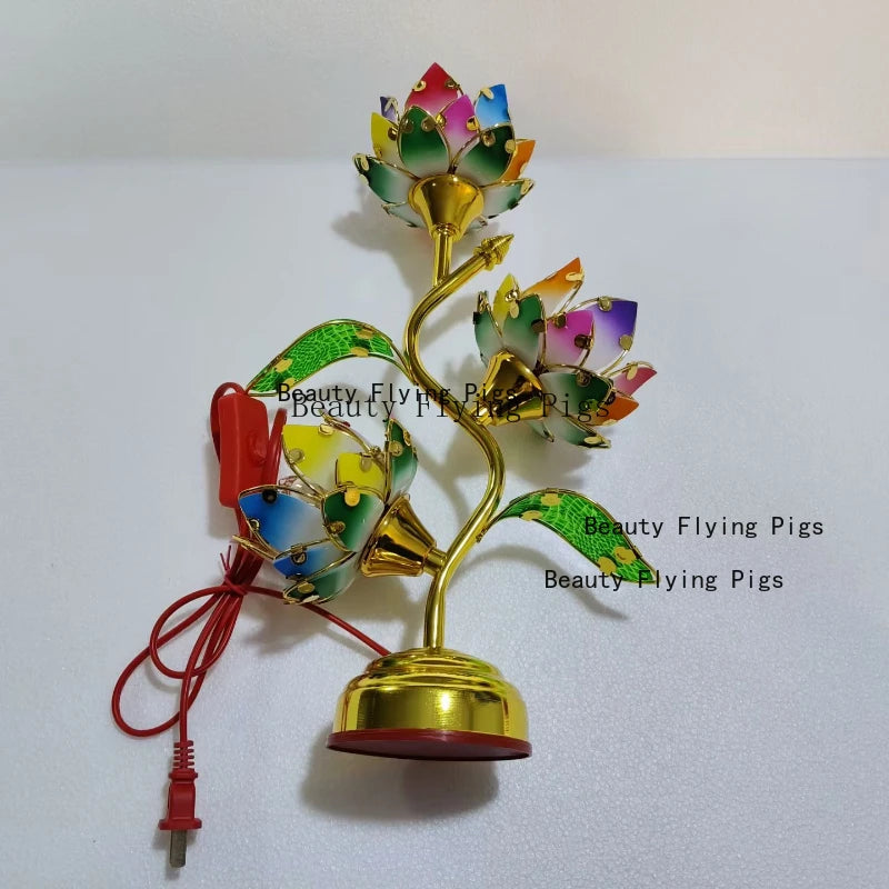 Colorful Petal Lotuscandlestick Temple Power Supply Table Candlestick Lotus Candlestick Buddha Candle Holder Home Decoration