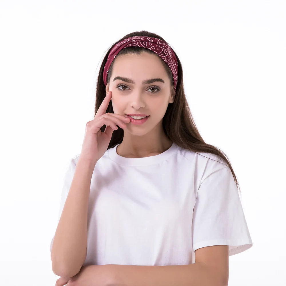 2022 Floral Print Twist Head Bands for Women Bohemian Turban Headwrap Cotton Yoga Headband Hair Accessories Bandana Bandage