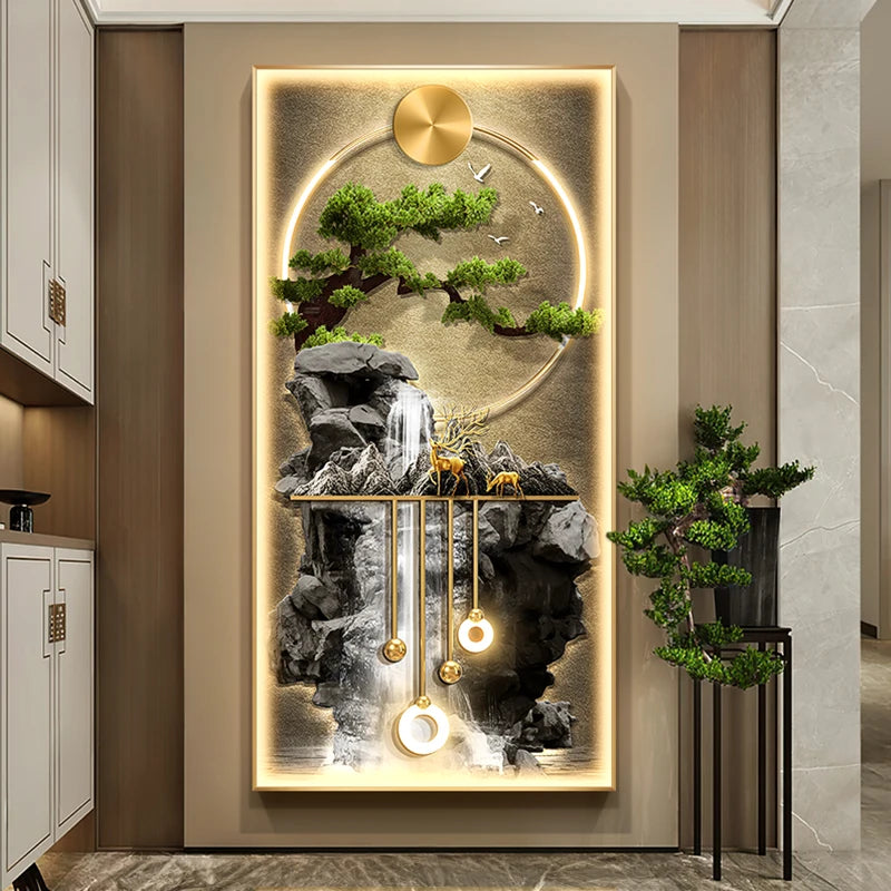 Modern LED Wall Lamp Crystal Porcelain  For Corridor Green Plant Indoor Living Room Home Decoration Hanging Painting Mural Light