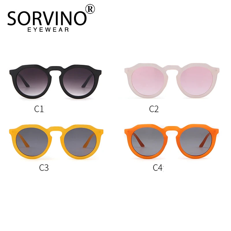 SORVINO Retro Round Cat Eye Sunglasses Women Luxury Brand 90s Designer Orange Pink Mirror Circle Cateye Sun Glasses Shades SP326
