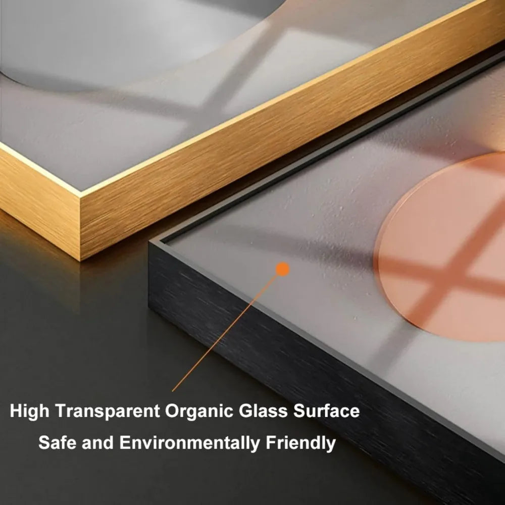 3pcs Geometric Wall Clock with Silent Movement, Modern Decorative Clocks Set with Canvas Painting, Creative Wall Decor