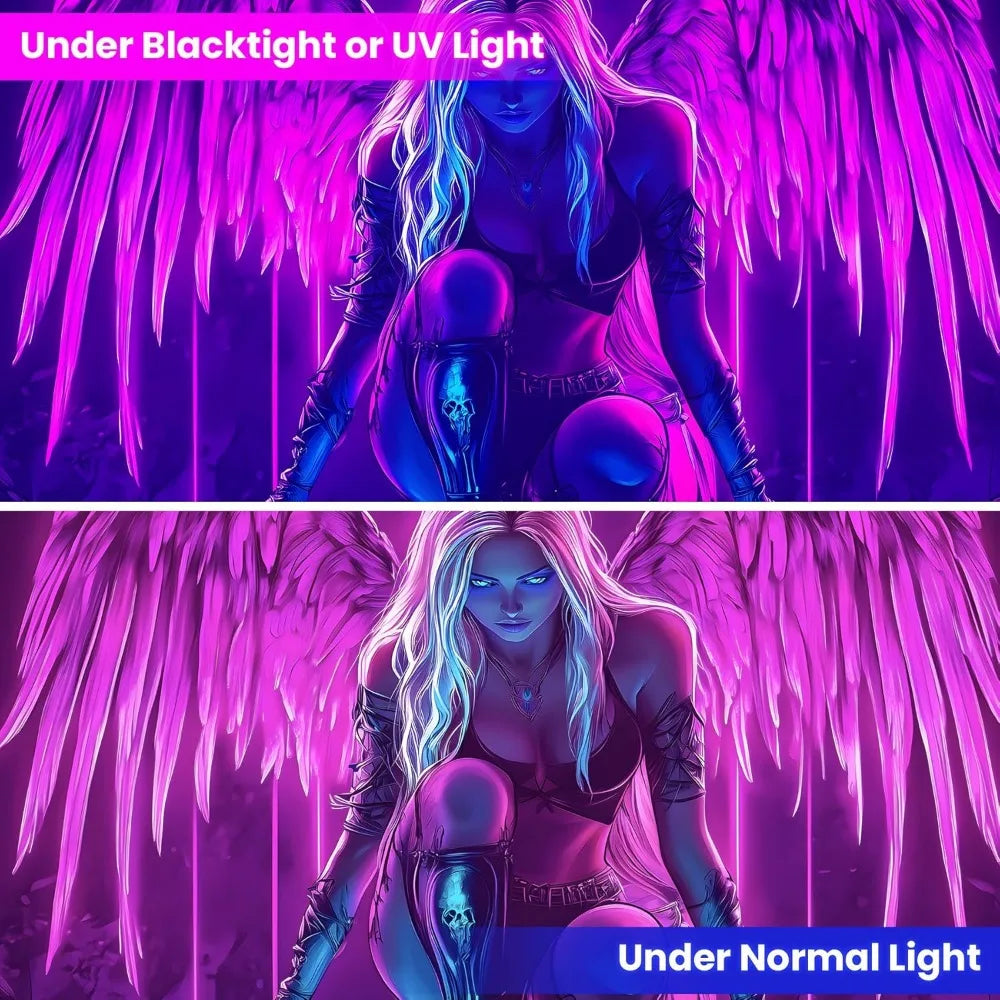 blacklight tapestry,wingtapestry glow in the dark,uv reactive black light upright posters wall hanging for bedroom dorm living r