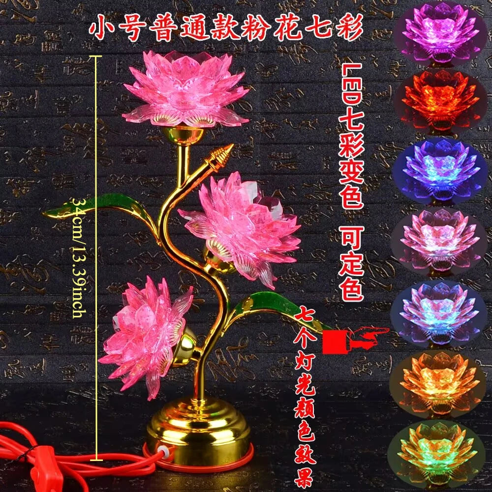 Colorful Petal Lotuscandlestick Temple Power Supply Table Candlestick Lotus Candlestick Buddha Candle Holder Home Decoration