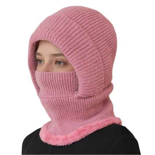 Women'S Scarf Face Mask One-Piece Knitted Hat With Thick Velvet Insulation And Warm Woolen Hat Winter Hat Woman