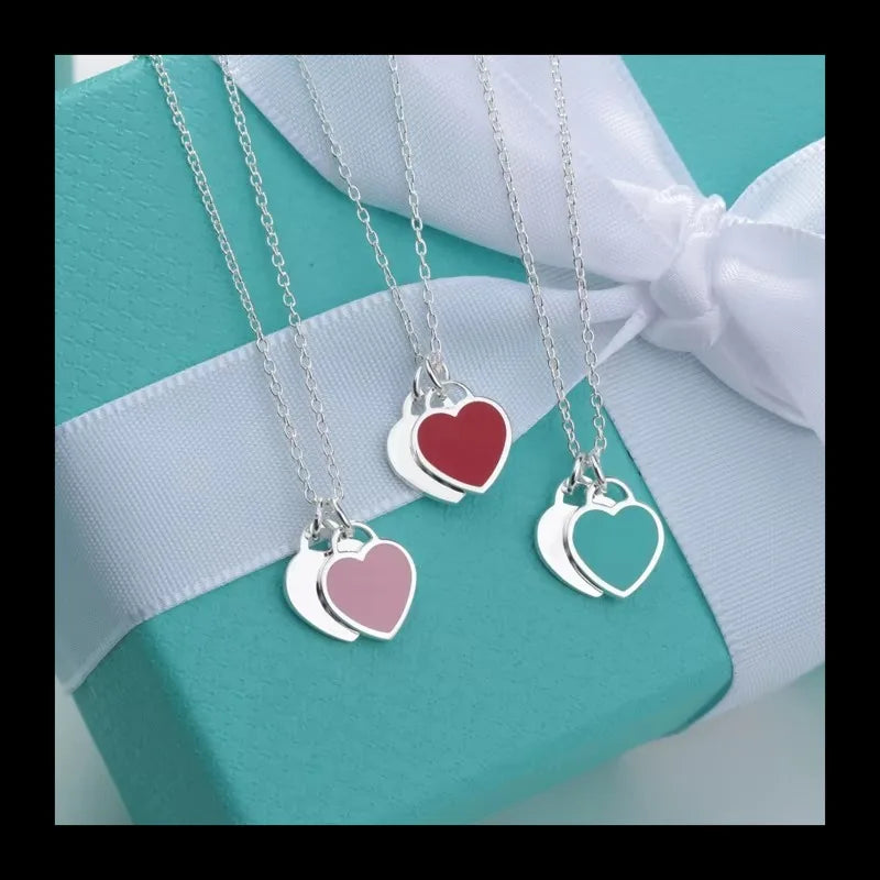 Women's Enamel Peach Heart-shaped Collarbone Chain, Light Luxury, Fashionable and Simple Accessories