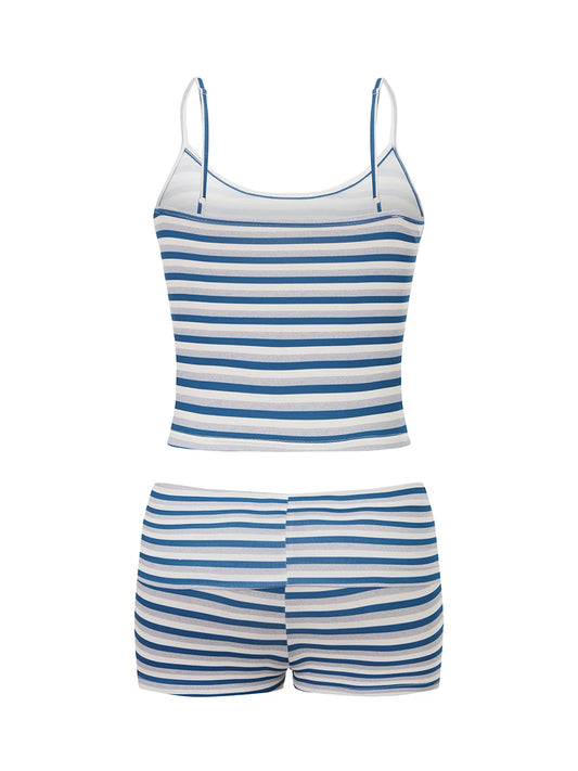 Women s 2-Piece Pajama Set with Floral Print Tank Top and Shorts - Comfortable Loungewear Sleepwear Outfit for Summer
