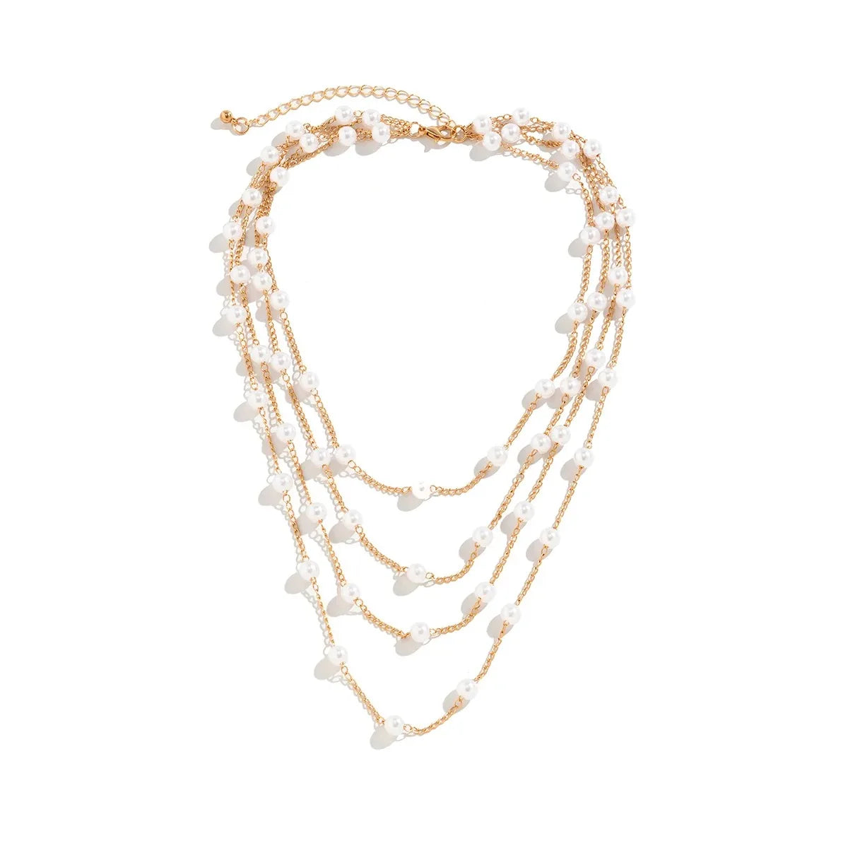 Multilayer Imitation Pearl Choker Necklace Women Vintage Gold Tassel Chain Clavicle Jewelry Wedding Party Accessories Gift